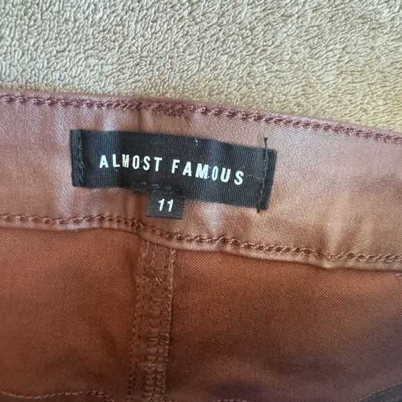 Almost Famous Faux Leather Jeans in Rich Brown - Picture 2 of 3